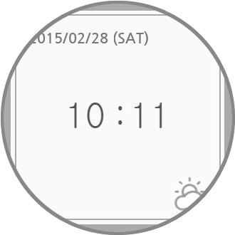 An image of a clock within a round display