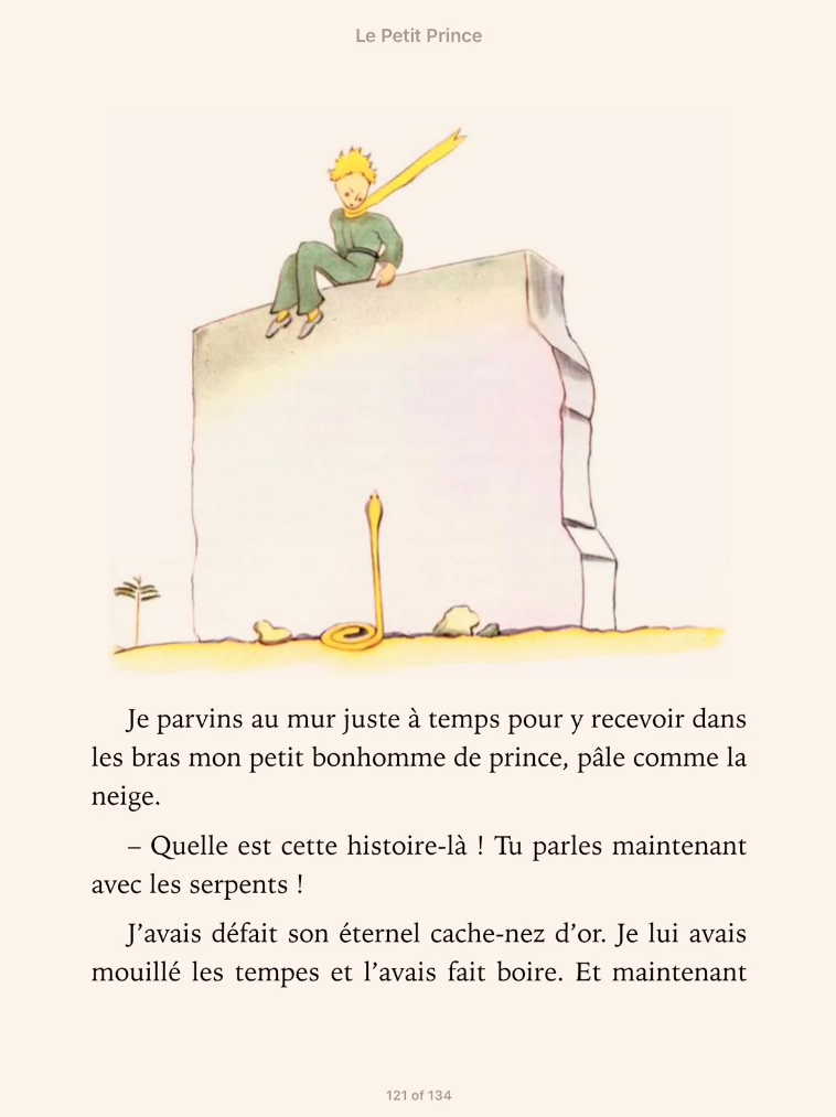 An extract of the 'Petit Prince' with a typical drawing