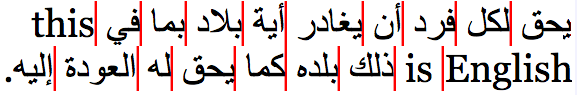 Arabic line breaks in bidirectional text