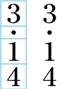 Example of setting KATAKANA MIDDLE DOT as a decimal symbol among full-width, fixed-space European numerals.