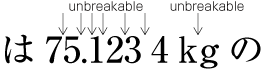 It is not possible to break a line between letters in unit symbols using Latin letters.