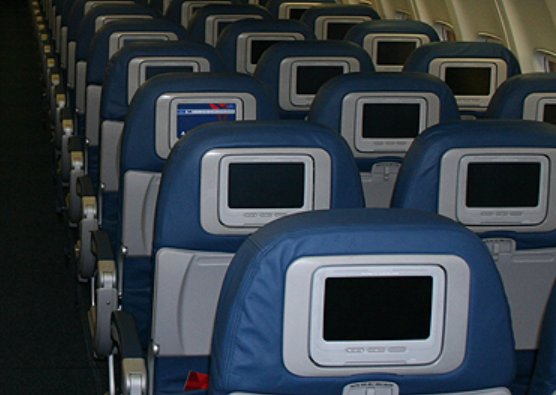 In-flight entertainment displays on a passenger aircraft