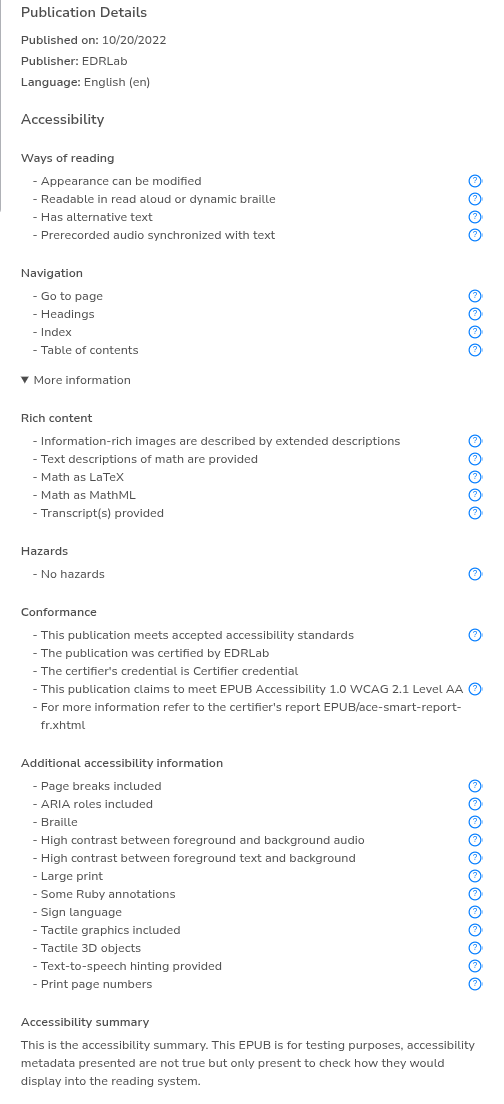 Thorium Desktop book information panel screenshot