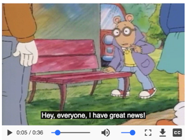 Captions playing in the embedded Chrome video
player.